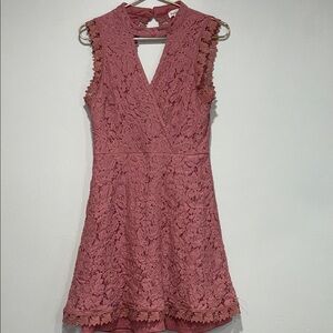 Francesca's Collections Sleeveless Lace Mini Dress - Dusty Rose